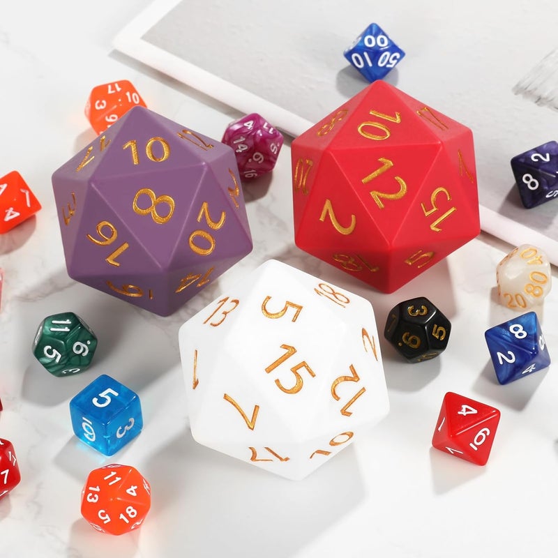 CSITORWWE 55mm Giant D20 Dice,20 Sided Resin Dice with Velvet Pouch, Titan Polyhedral Dice for TTRPG Tabletop Gaming,Dungeon Masters,RPG Adventures(New White) - Image 4